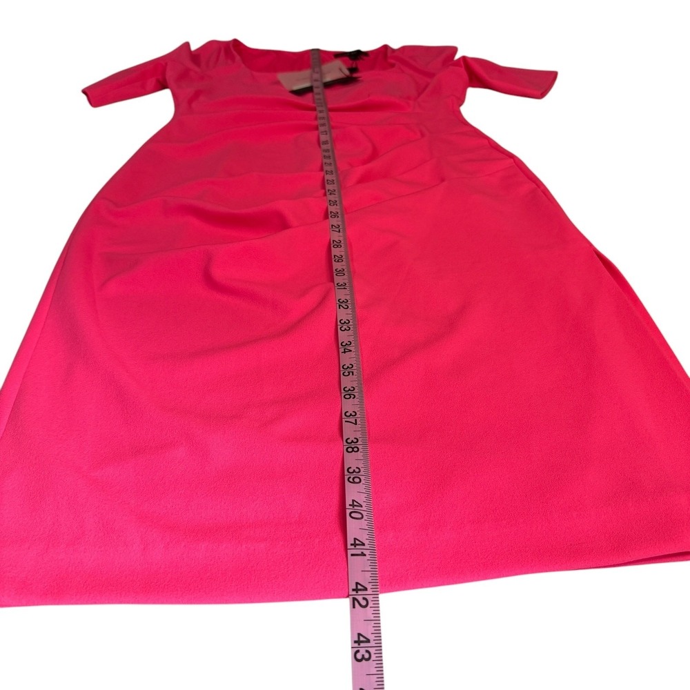 Black Halo Women's Dress 14 Pink Square Neck Short Sleeve Pleated Sheath - Picture 10 of 11